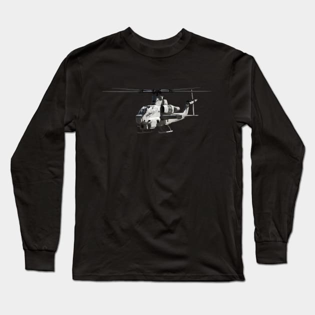 AH-1 Cobra Helicopter Long Sleeve T-Shirt by Dirty Custard Designs 